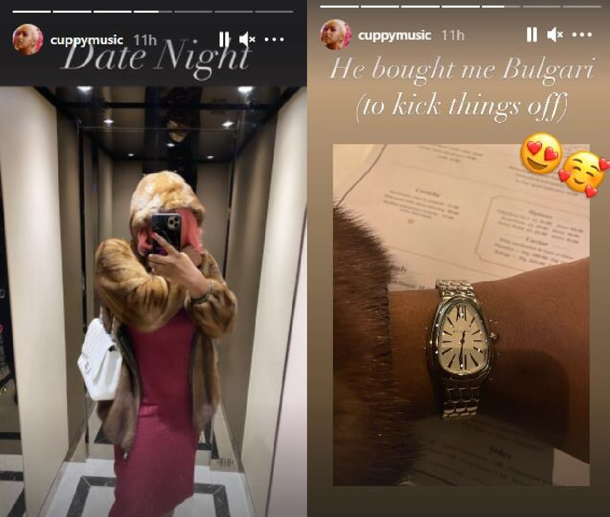 dj-cuppy-goes-on-date-with-fiance-buys-bulgari-watch DJ Cuppy flashes expensive Bulgari watch, as she goes for Date