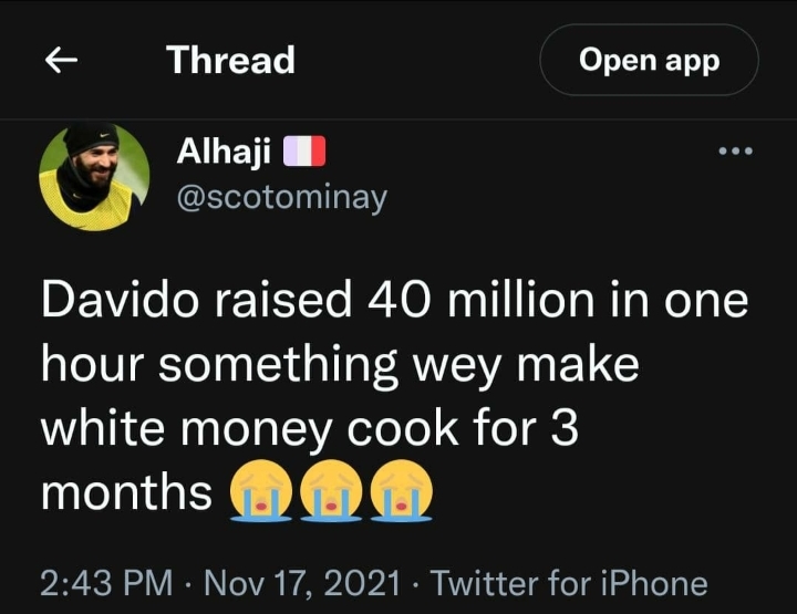 Whitemoney Trolled After Davido Made His BBNaija Networth In Minutes 3 Davido raised 40 million in one hour something wey make whitemoney cook for 3 months