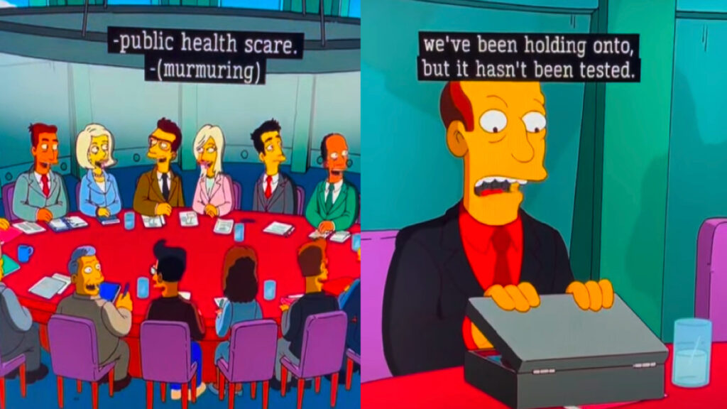 False: I Came Across An Edited Clip From The Simpsons Cartoon On How Leaders & News Outlets Create & Spread Pandemics Dubbed "House Cat Virus" In Relation To COVID-19 2 the simpsons cartoon reveal how us media leaders created housecat virus like covid 19 corona to keep world americans busy trolls nbc as least spreader 1