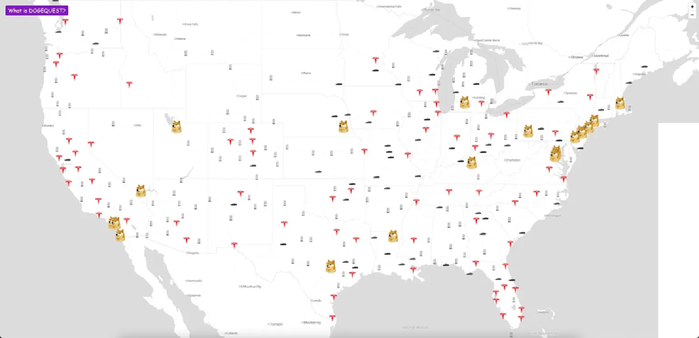 Dogequest.com: Website Exposes Personal Details Of Tesla Car Owners For Further Attacks Dogequest.com website map shows location addresses of tesla car owners in the United States