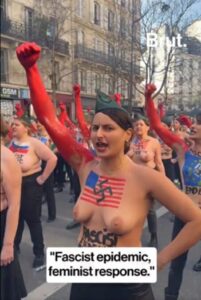 Video: Bare-Breasted Women Protest Fascism In America & Europe At International Womans Day Demonstration In Paris, France