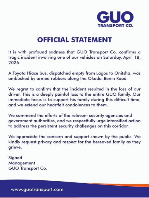 Traveling By Road Now Highway To Heaven Or Paid Bush Hikes With Terrorists 3 GUO transport statement on driver shot killed passengers kidnapped traveling to Onitsha East at Okada Benin Ore road